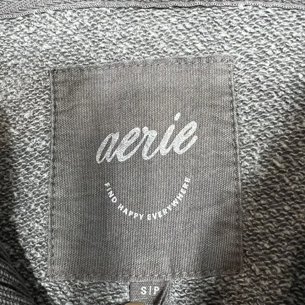 Aerie Sweater Women’s Small Gray 1/4 Zipper Mock Neck Sailor Collar Sweatshirt